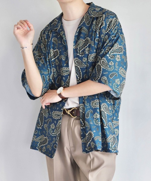 JUNRED(ジュンレッド)の「Mr.SZK × JUNRed / ペイズリープリントハーフスリーブシャツ(シャツ/ブラウス・メンズ・ブラック/グリーン・M/L/S)」の2枚目の写真