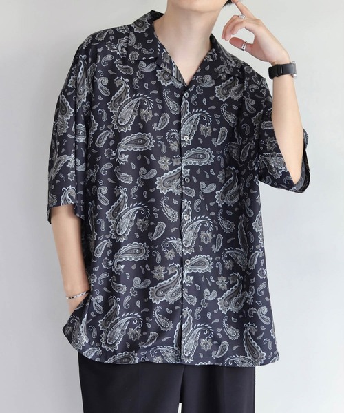 JUNRED(ジュンレッド)の「Mr.SZK × JUNRed / ペイズリープリントハーフスリーブシャツ(シャツ/ブラウス・メンズ・ブラック/グリーン・M/L/S)」の1枚目の写真