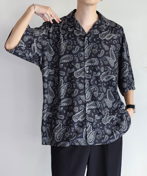 JUNRED(ジュンレッド)の「Mr.SZK × JUNRed / ペイズリープリントハーフスリーブシャツ(シャツ/ブラウス・メンズ・ブラック/グリーン・M/L/S)」の4枚目の写真