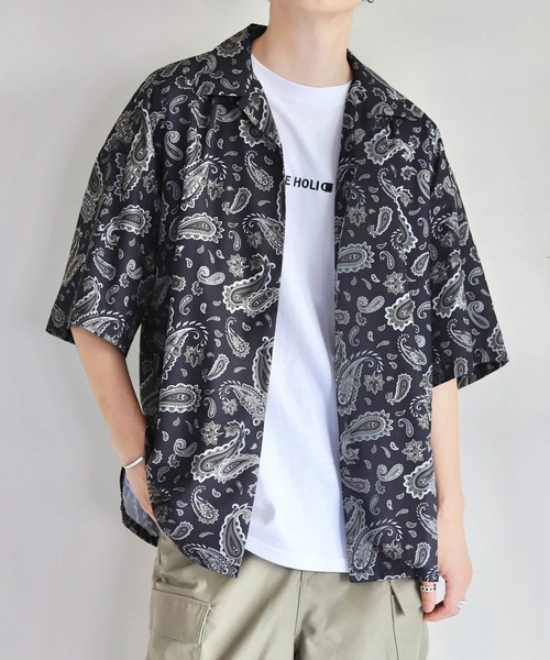 JUNRED(ジュンレッド)の「Mr.SZK × JUNRed / ペイズリープリントハーフスリーブシャツ(シャツ/ブラウス・メンズ・ブラック/グリーン・M/L/S)」の6枚目の写真