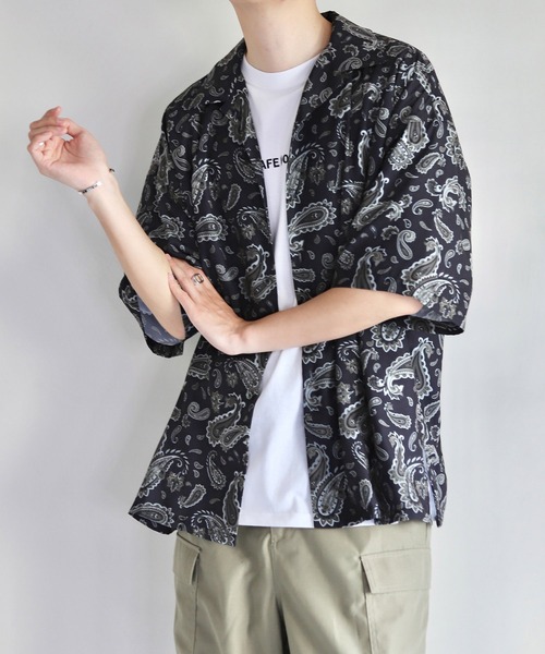 JUNRED(ジュンレッド)の「Mr.SZK × JUNRed / ペイズリープリントハーフスリーブシャツ(シャツ/ブラウス・メンズ・ブラック/グリーン・M/L/S)」の7枚目の写真