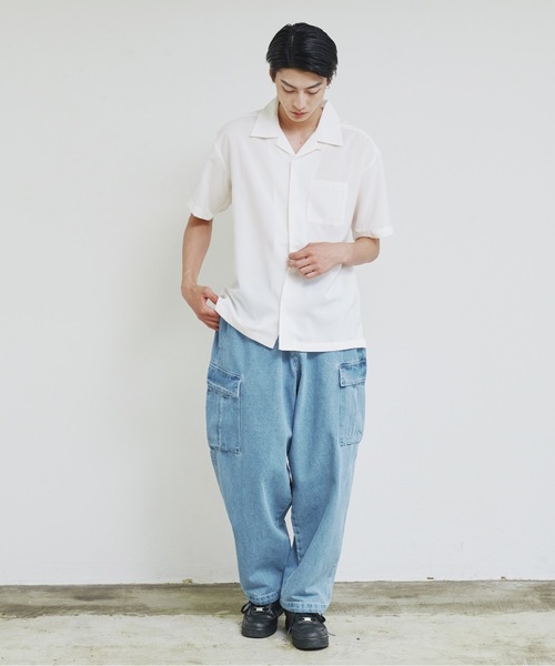 Magine(マージン)の「【SELECT】IR:PE オープンカラー 半袖 シャツ(シャツ/ブラウス・メンズ・モカ/ホワイト/グリーン/ブラック/グレイッシュベージュ・M/L/XL)」の22枚目の写真
