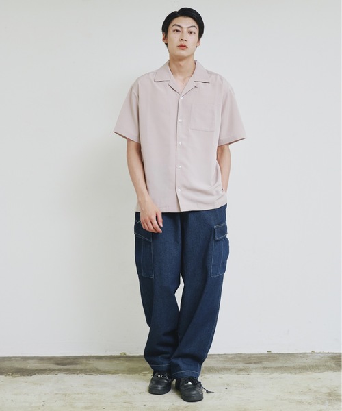Magine(マージン)の「【SELECT】IR:PE オープンカラー 半袖 シャツ(シャツ/ブラウス・メンズ・モカ/ホワイト/グリーン/ブラック/グレイッシュベージュ・M/L/XL)」の18枚目の写真
