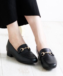 もちもちクッション ビット付きスクエアトゥローファー