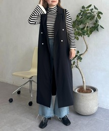 パールボタンテーラードロングジレ