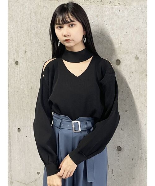 MURUA(ムルーア)の「チョーカーニット(ニット/セーター・レディース・アイボリー/グリーン/パープル/ブラック・FREE)」の11枚目の写真