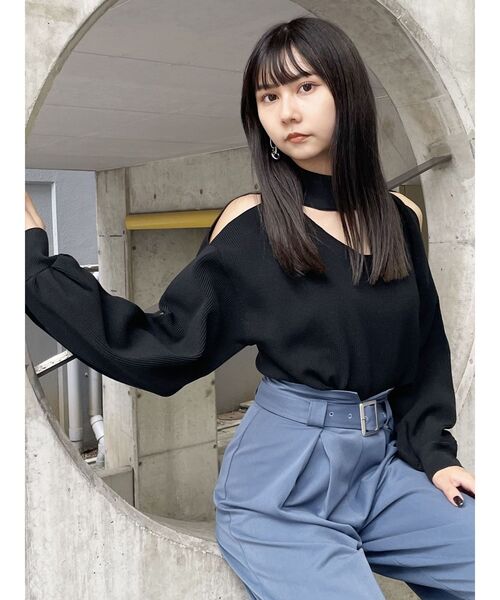 MURUA(ムルーア)の「チョーカーニット(ニット/セーター・レディース・アイボリー/グリーン/パープル/ブラック・FREE)」の12枚目の写真