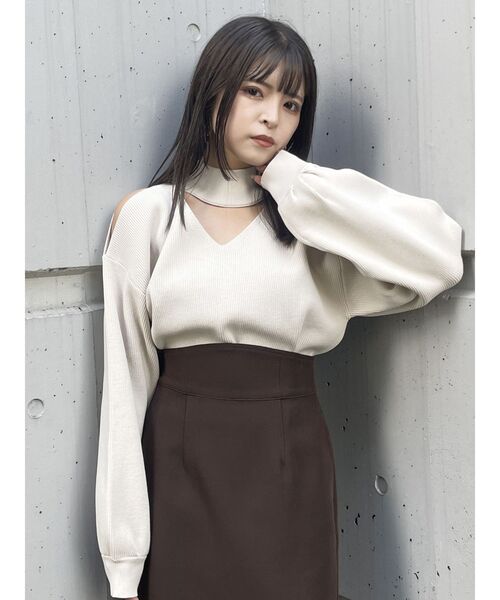 MURUA(ムルーア)の「チョーカーニット(ニット/セーター・レディース・アイボリー/グリーン/パープル/ブラック・FREE)」の21枚目の写真