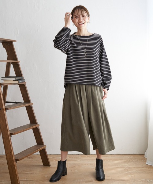 ikka(イッカ)の「リップル袖切り替え長袖プルオーバー(Tシャツ/カットソー・レディース・オフホワイト/ブラック/ネイビー/グレー・M/S/L)」の8枚目の写真