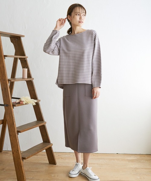 ikka(イッカ)の「リップル袖切り替え長袖プルオーバー(Tシャツ/カットソー・レディース・オフホワイト/ブラック/ネイビー/グレー・M/S/L)」の9枚目の写真