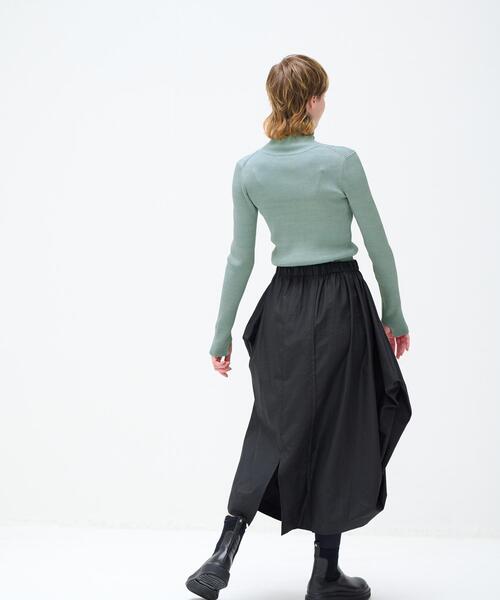 LANVIN en Bleu（ランバンオンブルー）の「アシンメドレープゴムスカート（スカート・レディース・カーキ/ブラック・38/36）」の6枚目の写真