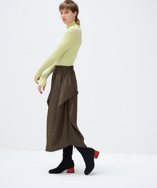LANVIN en Bleu（ランバンオンブルー）の「アシンメドレープゴムスカート（スカート・レディース・カーキ/ブラック・38/36）」の8枚目の写真