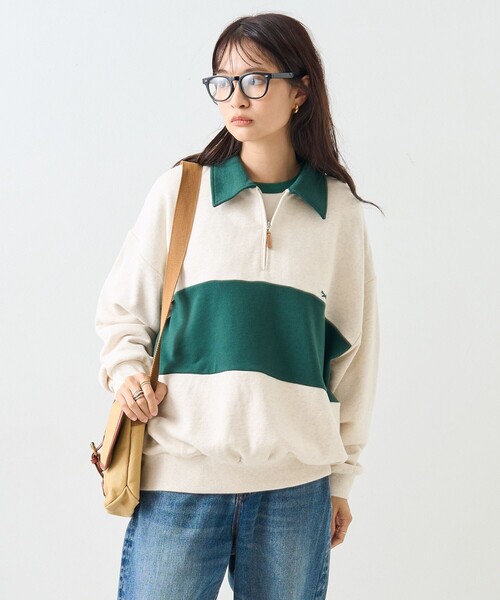 FREAK'S STORE(フリークスストア)の「TOWN CRAFT × FREAK'S STORE/タウンクラフト 別注 ポロ 配色 スウェット(スウェット・レディース・ライトグレー/オフホワイト・フリ-)」の5枚目の写真