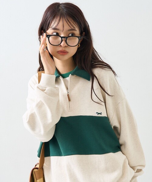 FREAK'S STORE(フリークスストア)の「TOWN CRAFT × FREAK'S STORE/タウンクラフト 別注 ポロ 配色 スウェット(スウェット・レディース・ライトグレー/オフホワイト・フリ-)」の7枚目の写真