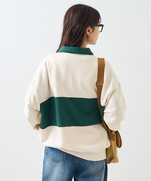 FREAK'S STORE(フリークスストア)の「TOWN CRAFT × FREAK'S STORE/タウンクラフト 別注 ポロ 配色 スウェット(スウェット・レディース・ライトグレー/オフホワイト・フリ-)」の8枚目の写真