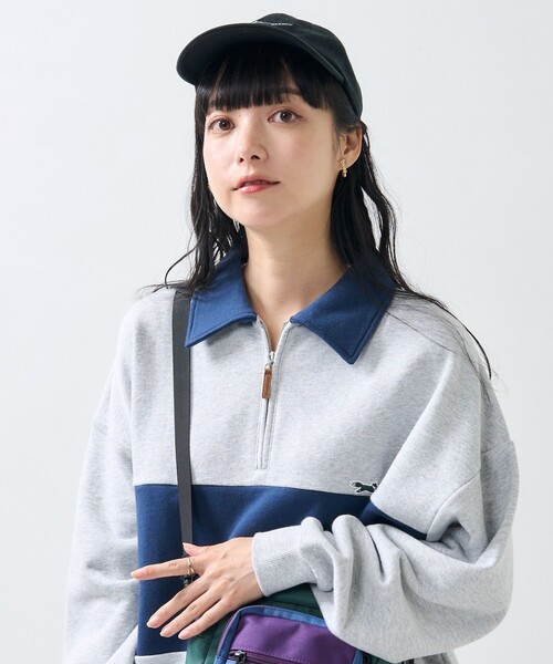 FREAK'S STORE(フリークスストア)の「TOWN CRAFT × FREAK'S STORE/タウンクラフト 別注 ポロ 配色 スウェット(スウェット・レディース・ライトグレー/オフホワイト・フリ-)」の13枚目の写真