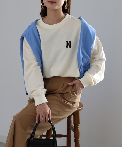 Riberry（リベリー）の「前後イニシャルロゴ刺繍スウェット（スウェット・レディース・チャコールグレー/アイボリー/オートミール・FREE）」の7枚目の写真