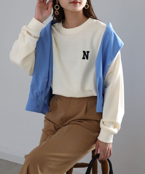 Riberry（リベリー）の「前後イニシャルロゴ刺繍スウェット（スウェット・レディース・チャコールグレー/アイボリー/オートミール・FREE）」の8枚目の写真