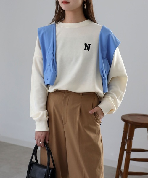 Riberry（リベリー）の「前後イニシャルロゴ刺繍スウェット（スウェット・レディース・チャコールグレー/アイボリー/オートミール・FREE）」の5枚目の写真