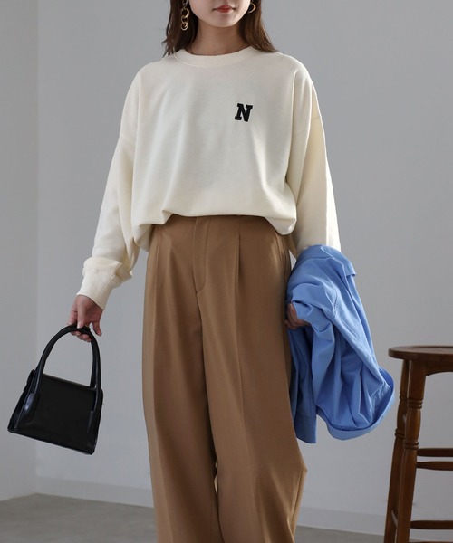 Riberry（リベリー）の「前後イニシャルロゴ刺繍スウェット（スウェット・レディース・チャコールグレー/アイボリー/オートミール・FREE）」の4枚目の写真