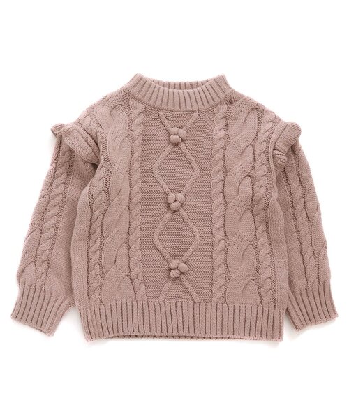 Seraph（セラフ）の「【マシンウォッシャブル】ケーブルセーター（ニット/セーター・キッズ・ベビーピンク/アイボリー/ブラウン/ラベンダー/ミント・130/90/140/95/80/100/110/120）」の4枚目の写真