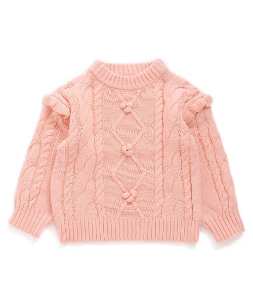 Seraph（セラフ）の「【マシンウォッシャブル】ケーブルセーター（ニット/セーター・キッズ・ベビーピンク/アイボリー/ブラウン/ラベンダー/ミント・130/90/140/95/80/100/110/120）」の5枚目の写真