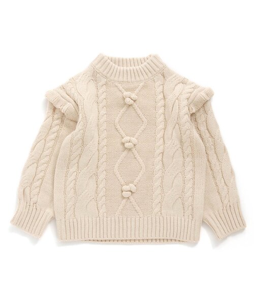 Seraph（セラフ）の「【マシンウォッシャブル】ケーブルセーター（ニット/セーター・キッズ・ベビーピンク/アイボリー/ブラウン/ラベンダー/ミント・130/90/140/95/80/100/110/120）」の2枚目の写真