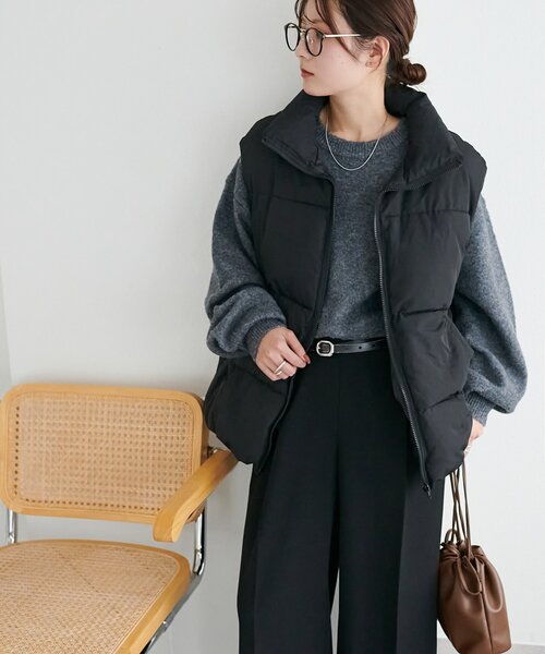 リバイバル/WEB限定】スタンドカラーフェイクダウンベスト（ベスト