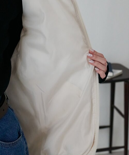 リバイバル/WEB限定】スタンドカラーフェイクダウンベスト（ベスト