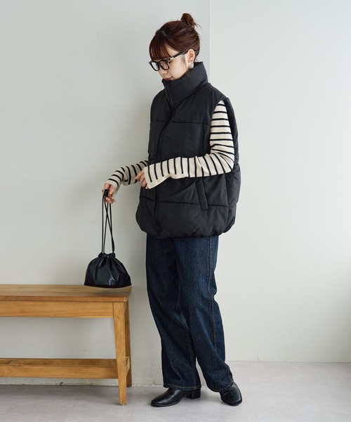 リバイバル/WEB限定】スタンドカラーフェイクダウンベスト
