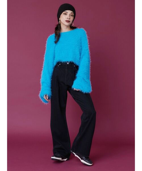 EVRIS(エヴリス)の「シャギークロップドニットトップス(ニット/セーター・レディース・ベージュ/ピンク/グリーン/ブルー/グレー・FREE)」の13枚目の写真