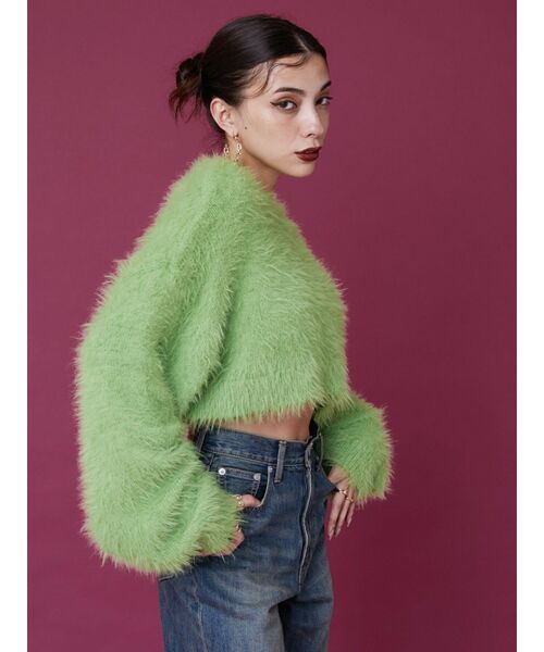 EVRIS(エヴリス)の「シャギークロップドニットトップス(ニット/セーター・レディース・ベージュ/ピンク/グリーン/ブルー/グレー・FREE)」の15枚目の写真