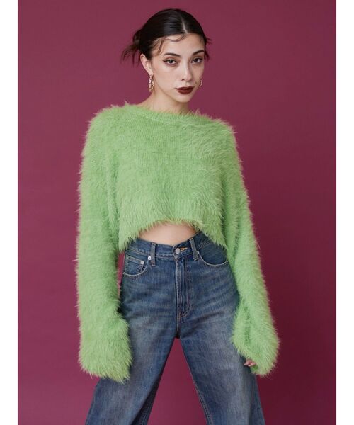 EVRIS(エヴリス)の「シャギークロップドニットトップス(ニット/セーター・レディース・ベージュ/ピンク/グリーン/ブルー/グレー・FREE)」の16枚目の写真