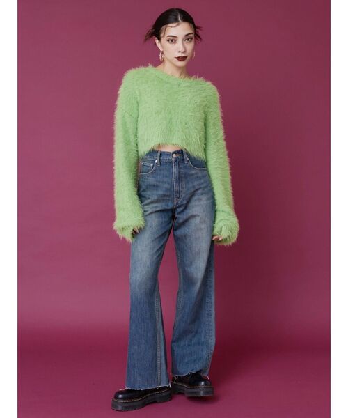 EVRIS(エヴリス)の「シャギークロップドニットトップス(ニット/セーター・レディース・ベージュ/ピンク/グリーン/ブルー/グレー・FREE)」の17枚目の写真