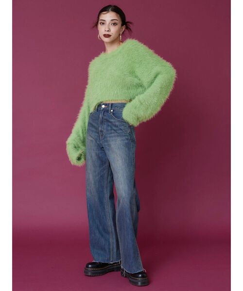 EVRIS(エヴリス)の「シャギークロップドニットトップス(ニット/セーター・レディース・ベージュ/ピンク/グリーン/ブルー/グレー・FREE)」の18枚目の写真