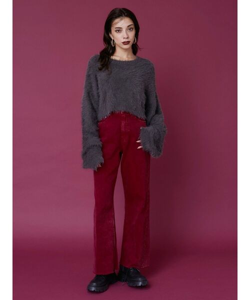 EVRIS(エヴリス)の「シャギークロップドニットトップス(ニット/セーター・レディース・ベージュ/ピンク/グリーン/ブルー/グレー・FREE)」の21枚目の写真