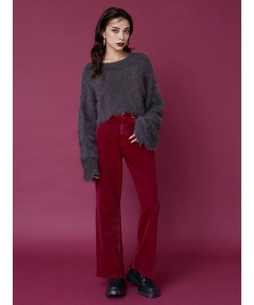 EVRIS(エヴリス)の「シャギークロップドニットトップス(ニット/セーター・レディース・ベージュ/ピンク/グリーン/ブルー/グレー・FREE)」の22枚目の写真