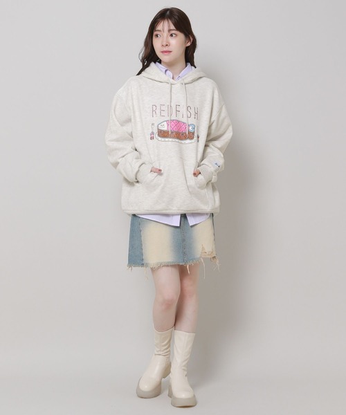 ALAND(エーランド)の「【UNISEX】REDFISH(レッドフィッシュ)/フィッシュパーカー(裏起毛) 2977595(パーカー・レディース・グレー/ブラック/パープル・LARGE/MEDIUM)」の4枚目の写真