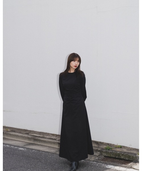 LEANN MOMENT(リーンモーメント)の「Waist Gather Dress(ワンピース・レディース・ブラック・SMALL)」の4枚目の写真