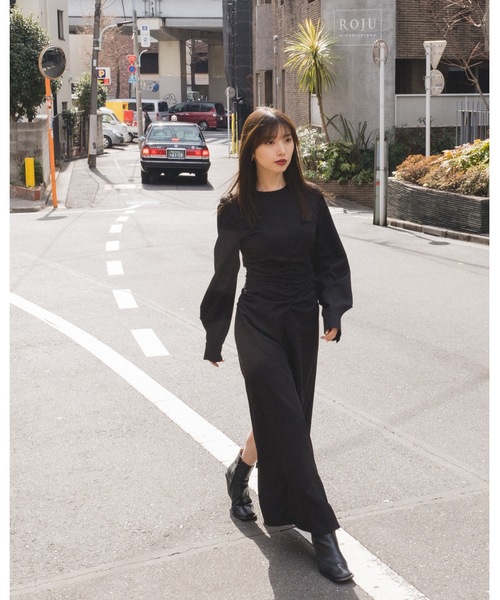 LEANN MOMENT(リーンモーメント)の「Waist Gather Dress(ワンピース・レディース・ブラック・SMALL)」の5枚目の写真