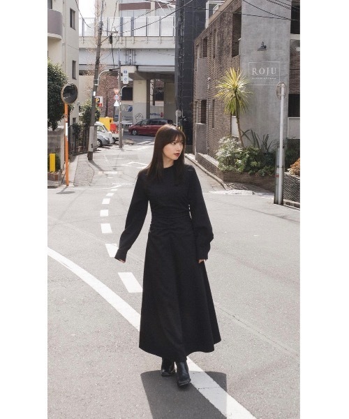 LEANN MOMENT(リーンモーメント)の「Waist Gather Dress(ワンピース・レディース・ブラック・SMALL)」の2枚目の写真