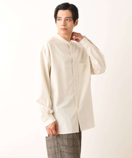 a.v.v(アーヴェヴェ)の「【ストレッチ/防シワ】リライトワイドバンドカラーシャツ(シャツ/ブラウス・メンズ・アイボリー/ブラック・46/48/50)」の15枚目の写真