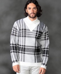 HIDEAWAYS NICOLE | 【WEB限定】ビッグチェックショールカラーニット(ニット/セーター)