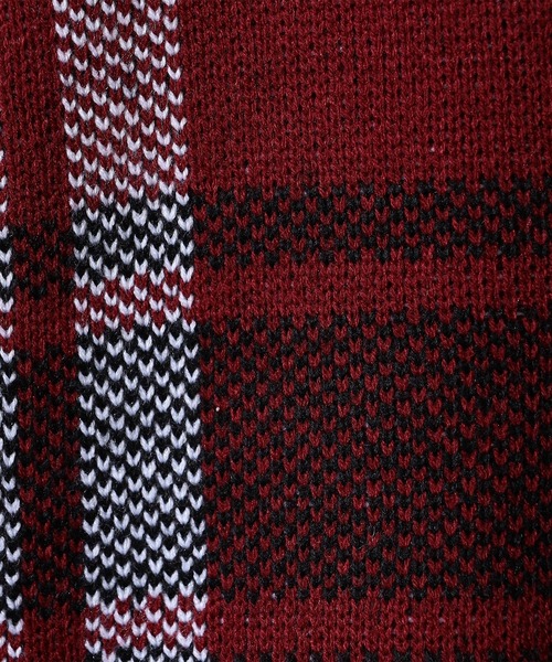 HIDEAWAYS NICOLE（ハイダウェイニコル）の「【WEB限定】ビッグチェックショールカラーニット（ニット/セーター・メンズ・オフホワイト/ブラック/ダークオレンジ/ボルドー・LARGE/X-LARGE/MEDIUM）」の18枚目の写真