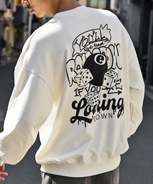 ルーズシルエットロゴプリントトレーナー メンズ ビッグシルエット スウェット バックプリント 春服