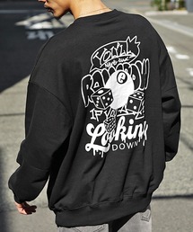 ルーズシルエットロゴプリントトレーナー メンズ ビッグシルエット スウェット バックプリント 春服