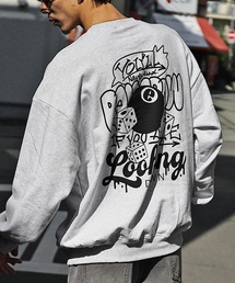 ルーズシルエットロゴプリントトレーナー メンズ ビッグシルエット スウェット バックプリント 春服