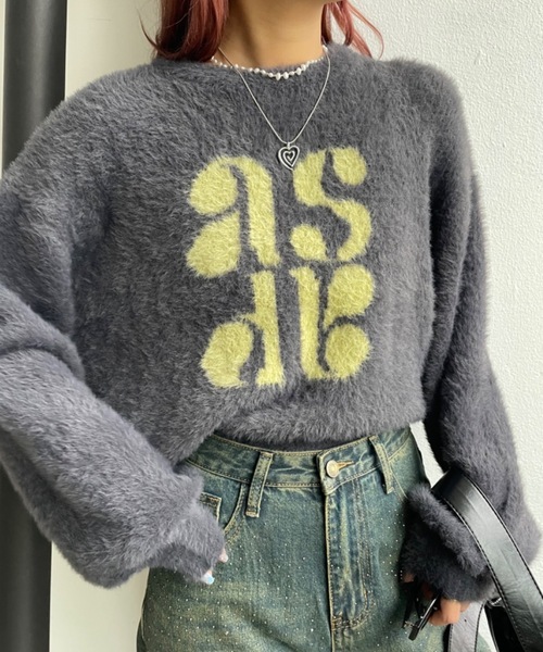 SHAGGIE（シャギー）の「フェザーヤーンソフトタッチ袖ボリュームニット（ニット/セーター・レディース・グレー/チャコールグレー/ナチュラル・FREE）」の12枚目の写真