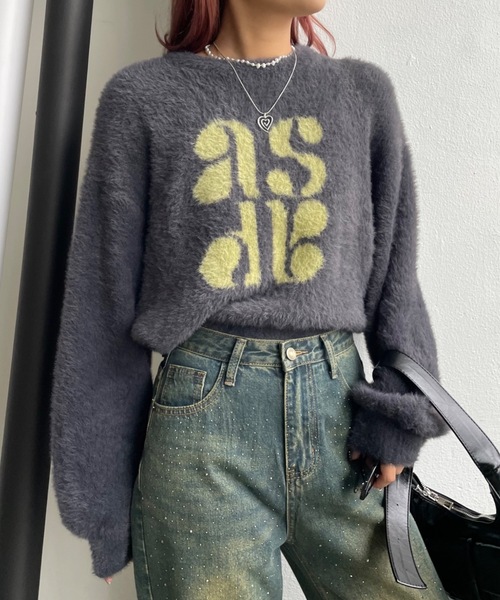 SHAGGIE（シャギー）の「フェザーヤーンソフトタッチ袖ボリュームニット（ニット/セーター・レディース・グレー/チャコールグレー/ナチュラル・FREE）」の11枚目の写真