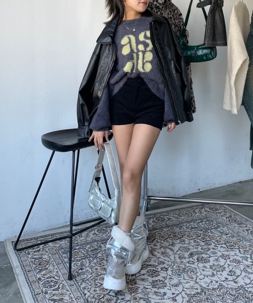 SHAGGIE（シャギー）の「フェザーヤーンソフトタッチ袖ボリュームニット（ニット/セーター・レディース・グレー/チャコールグレー/ナチュラル・FREE）」の17枚目の写真